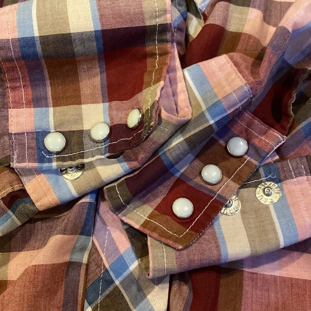 Wrangler Long Sleeve Pearl Snap Western Shirt L Made in the USA - Picture 4 of 12